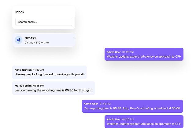 Crew Interaction Hub Interface